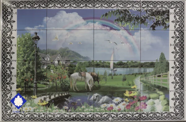 Rainbow landscape M334 Art Tile