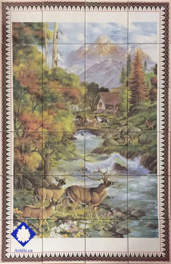 Deer landscape M324 Art Tile