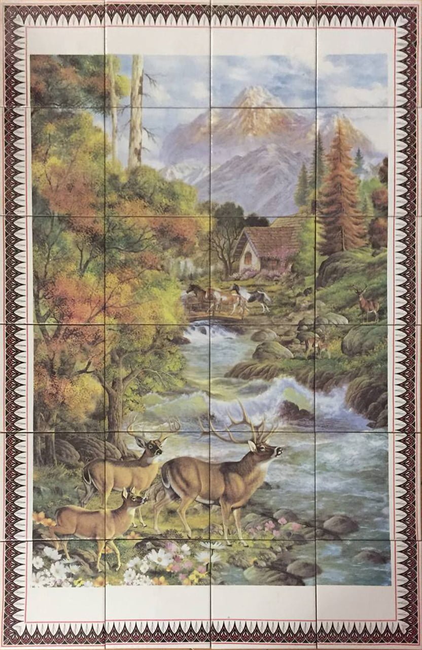 Tenture Murale Tissée Paysage Cerf - Charlotte Home Furnishings - 26x47 Pouces